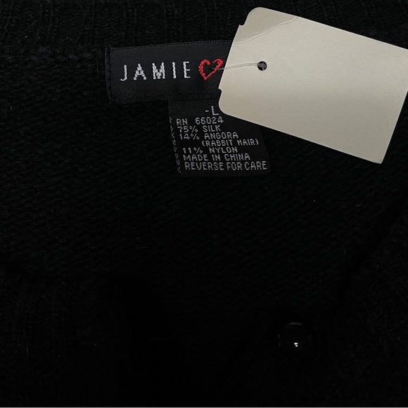 NWT Jamie Scott Black Beaded Silk, Angora and Nylon Button Down Cardigan - Picture 10 of 10